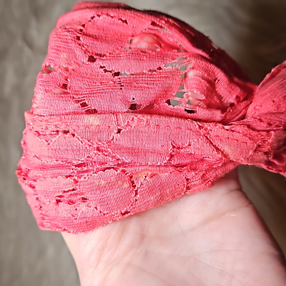 Pink Lace Twist Headband | Soft Lace Hairband | Feminine Boho Accessory - Picture 3 of 6
